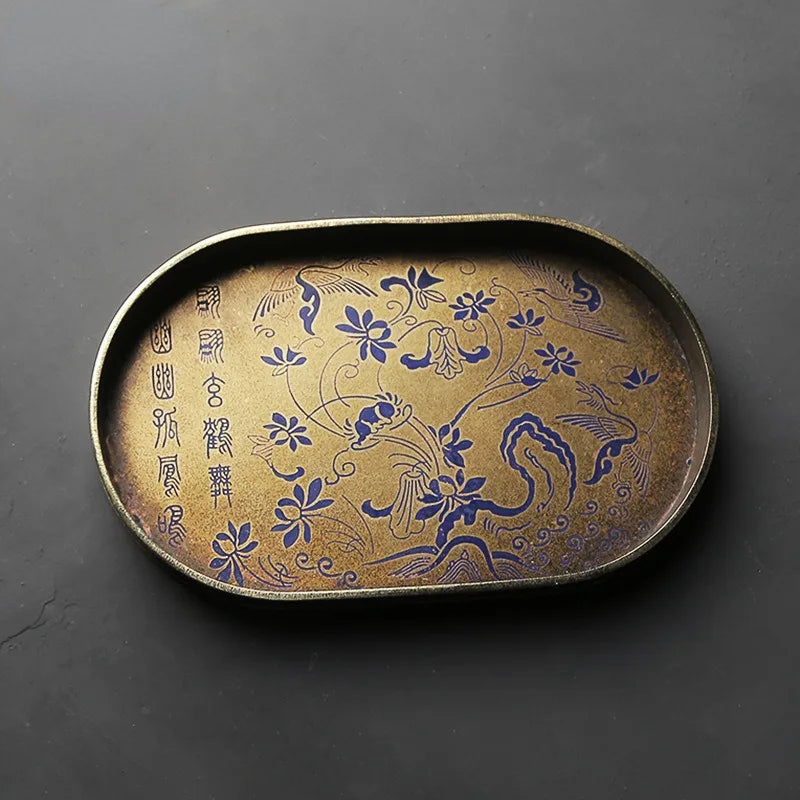 Imitation bronze pot painted Brass Teapot for old bronze plate pot pad manual seal cutting tray tea tray