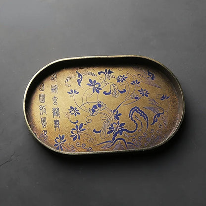 Imitation bronze pot painted Brass Teapot for old bronze plate pot pad manual seal cutting tray tea tray