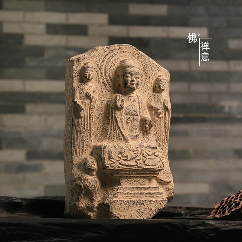 Imitation classical Buddha statue Feng Shui Town house keep us safe buddhist mood stone carving ornaments