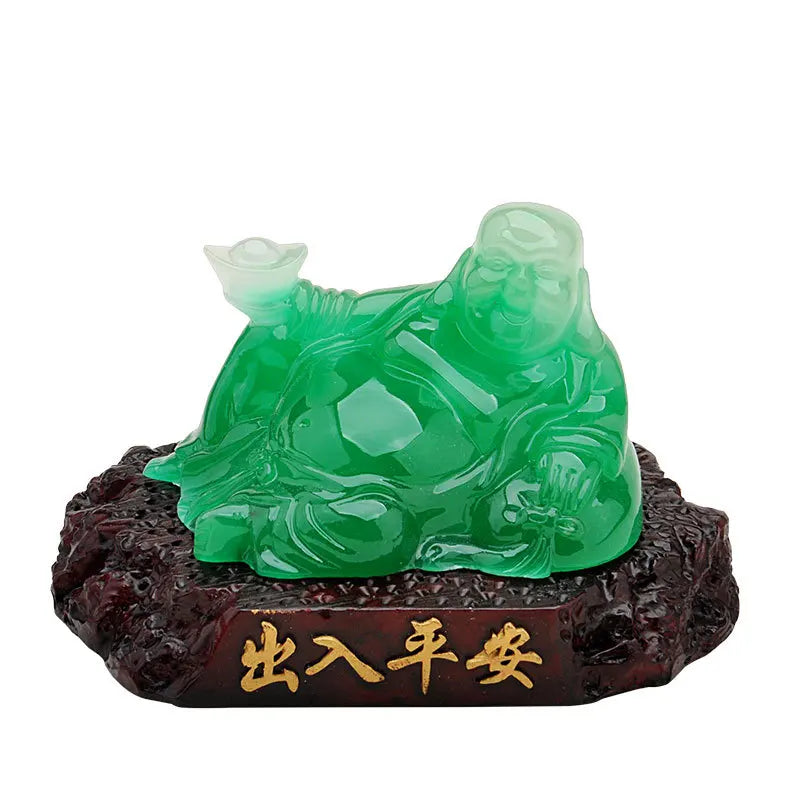 Imitation jade Amitabha decorative ornaments ， Resin Sculpture Laughing Buddha Home bedroom lucky statue, car decorations