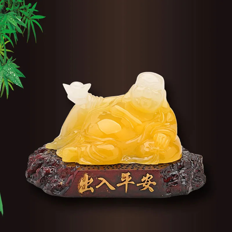 Imitation jade Amitabha decorative ornaments ， Resin Sculpture Laughing Buddha Home bedroom lucky statue, car decorations