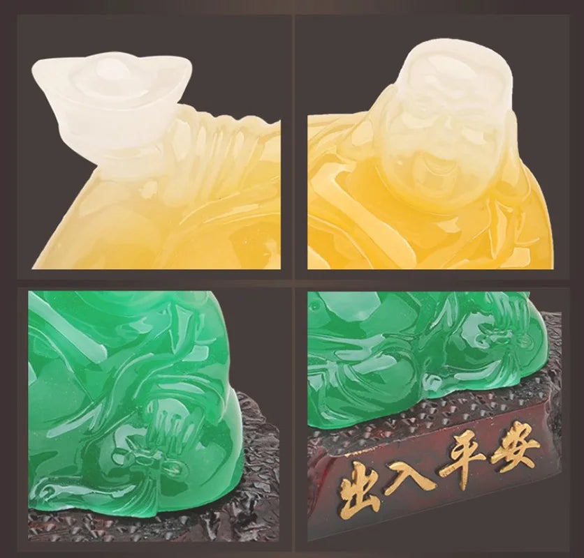 Imitation jade Amitabha decorative ornaments ， Resin Sculpture Laughing Buddha Home bedroom lucky statue, car decorations