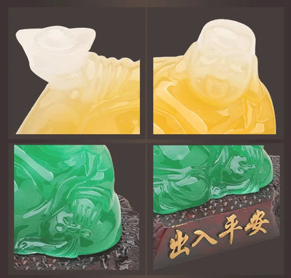 Imitation jade Amitabha decorative ornaments ， Resin Sculpture Laughing Buddha Home bedroom lucky statue, car decorations