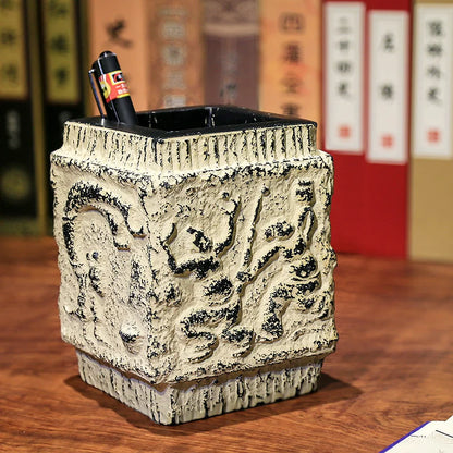 Imitation stone pen holder Ancient understanding retro creative square pen insert desktop decoration ornaments