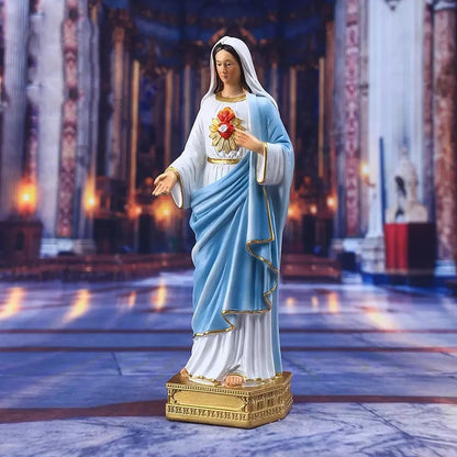 Immaculate Heart Mary Statue Resin Sculpture Decoration Base Figurine Religious Gift Holy Virgin Maria Christian Catholic Crafts