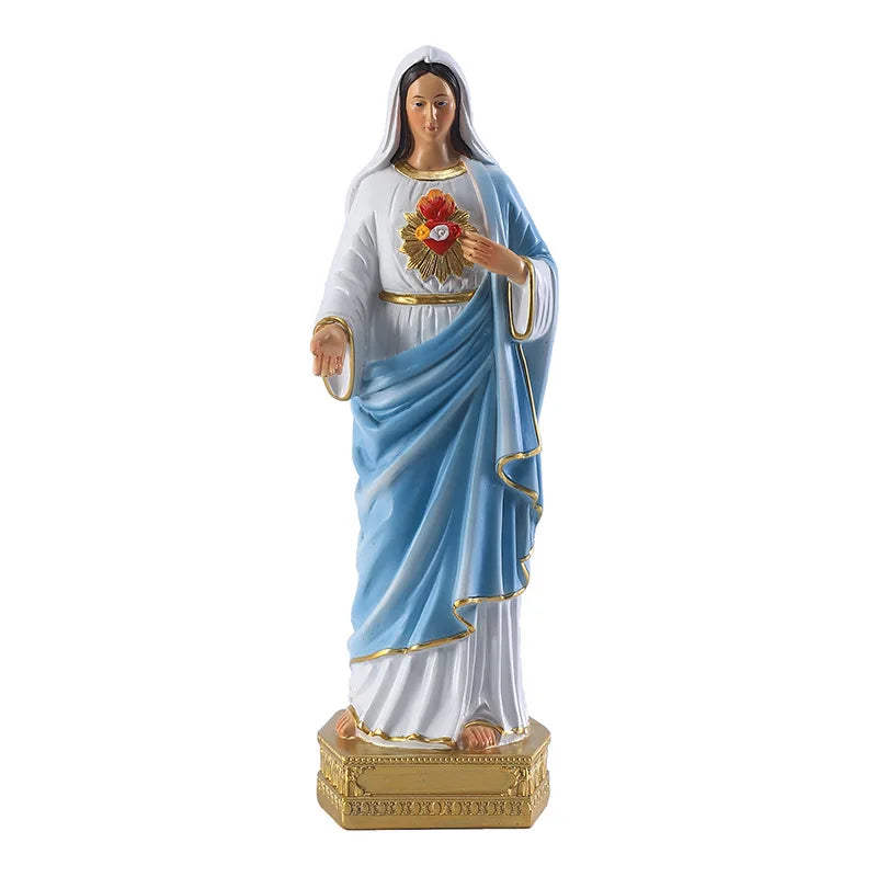 Immaculate Heart Mary Statue Resin Sculpture Decoration Base Figurine Religious Gift Holy Virgin Maria Christian Catholic Crafts