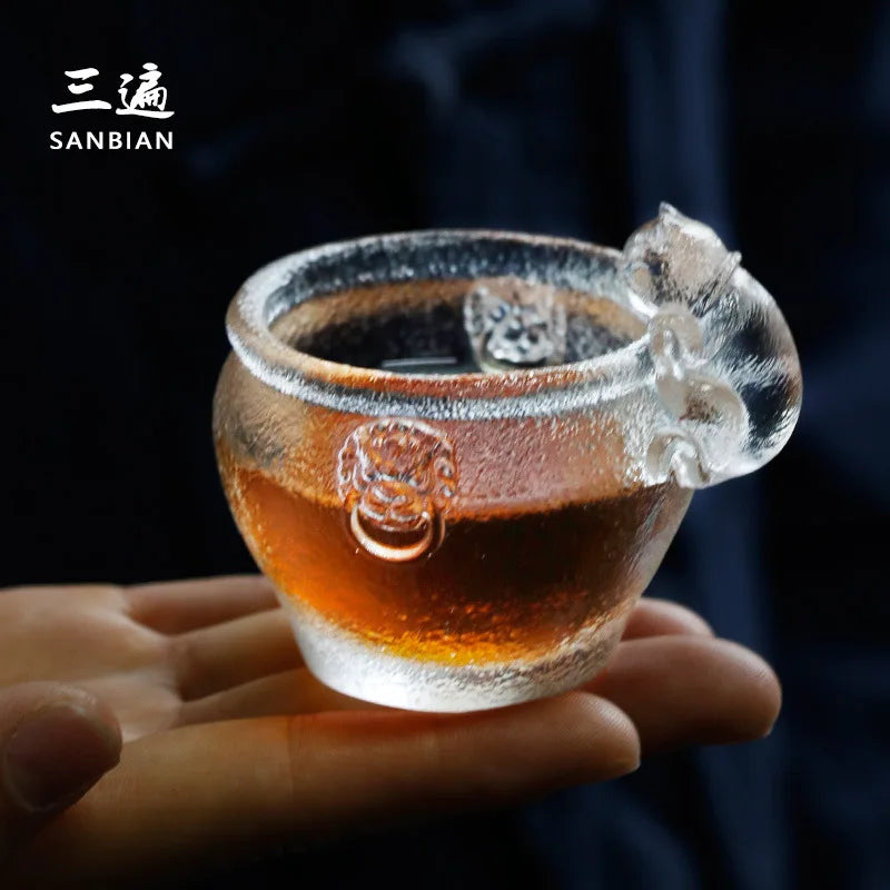Imperial Palace Cat|Japanese Hostess Cup with Ancient Frozen Glaze Ice Cube Clear Cup Tea Cup Tea Cup