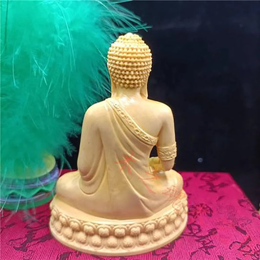 India Mini Shakyamuni Buddha Boxwood Figurines, 10cm Buddha Statues, Home Decoration, Collection Ornaments