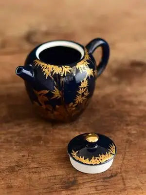Indigo Hand-painted Gold Teapot Ceramic Household Kung Fu Da Hong Pao Black Tea Set Filter Handmade Tea Accessories Teaware