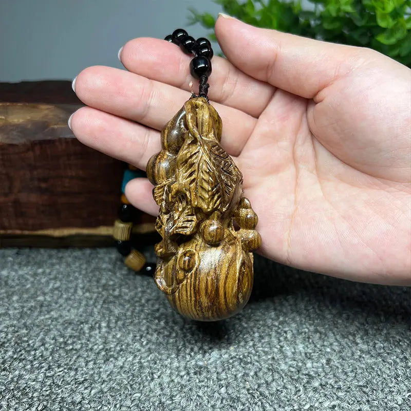 Indonesian agarwood handmade wood carving hand twist small gourd hand piece wooden handicraft decoration small pendant desk
