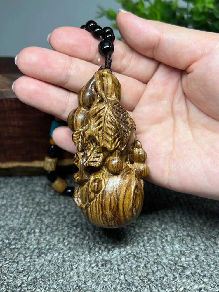 Indonesian agarwood handmade wood carving hand twist small gourd hand piece wooden handicraft decoration small pendant desk