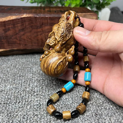 Indonesian agarwood handmade wood carving hand twist small gourd hand piece wooden handicraft decoration small pendant desk