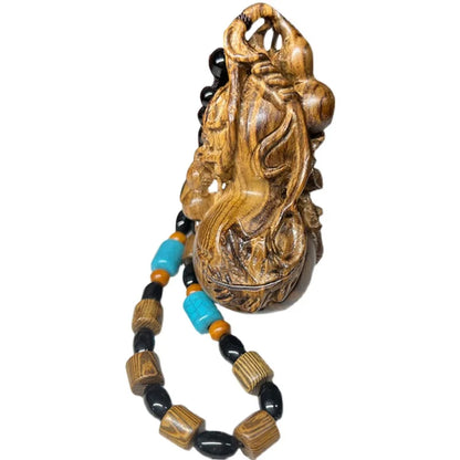 Indonesian agarwood handmade wood carving hand twist small gourd hand piece wooden handicraft decoration small pendant desk