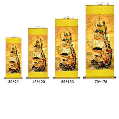 Inner Canon of Huangdi Silk Wall Art Porch Hanging Scroll,Oriental Chinese Medicine TCM Hanging Painting Living Room Decor