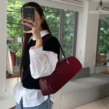Ins Blogger Favor Fashion Cowhide Handbag Underarm Bag Good Mix Women's Purse