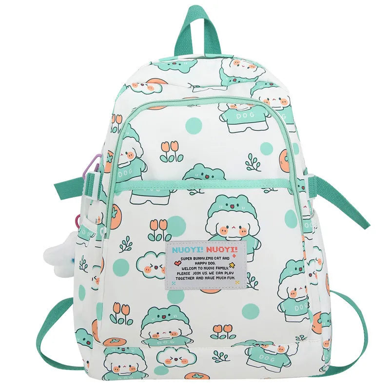 Ins Cute School Bags for Girls 2023 New Cartoon Duck Dog Printing Student Backpacks Large Trend Travel Backpack Laptop Bag Bolsa