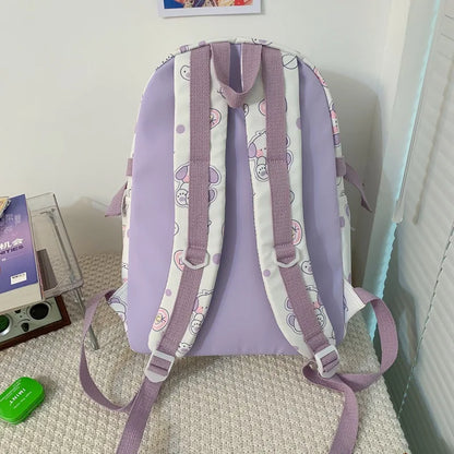 Ins Cute School Bags for Girls 2023 New Cartoon Duck Dog Printing Student Backpacks Large Trend Travel Backpack Laptop Bag Bolsa