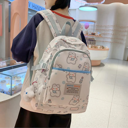 Ins Cute School Bags for Girls 2023 New Cartoon Duck Dog Printing Student Backpacks Large Trend Travel Backpack Laptop Bag Bolsa