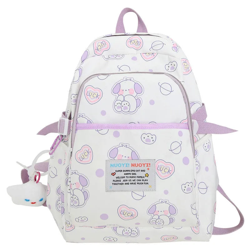 Ins Cute School Bags for Girls 2023 New Cartoon Duck Dog Printing Student Backpacks Large Trend Travel Backpack Laptop Bag Bolsa