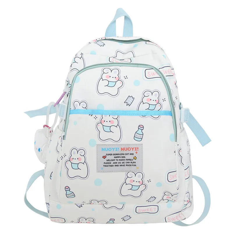 Ins Cute School Bags for Girls 2023 New Cartoon Duck Dog Printing Student Backpacks Large Trend Travel Backpack Laptop Bag Bolsa