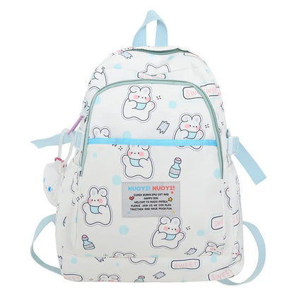 Ins Cute School Bags for Girls 2023 New Cartoon Duck Dog Printing Student Backpacks Large Trend Travel Backpack Laptop Bag Bolsa