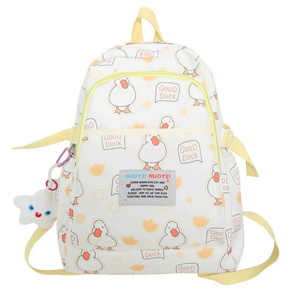 Ins Cute School Bags for Girls 2023 New Cartoon Duck Dog Printing Student Backpacks Large Trend Travel Backpack Laptop Bag Bolsa