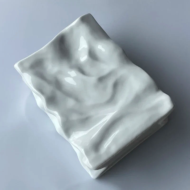 Ins Nordic Handbags Ceramic Vase White Square Rope Pleated Paper Bags Flower Pot Water Planting Room Home Decoration Accessories