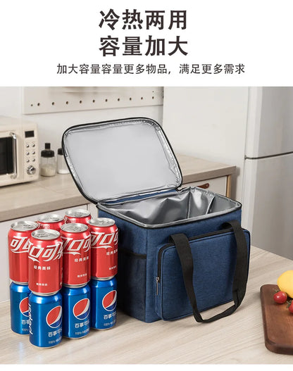 Insulated Lunch Bag Food Thermal Box Portable Outdoor Picnic Cooler Bag Leakproof Office Tote Lunchbag Shoulder Strap Lunchbox