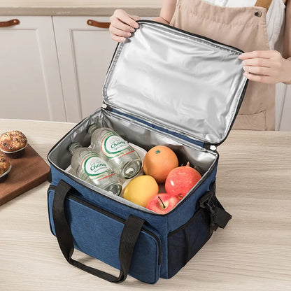 Insulated Lunch Bag Food Thermal Box Portable Outdoor Picnic Cooler Bag Leakproof Office Tote Lunchbag Shoulder Strap Lunchbox