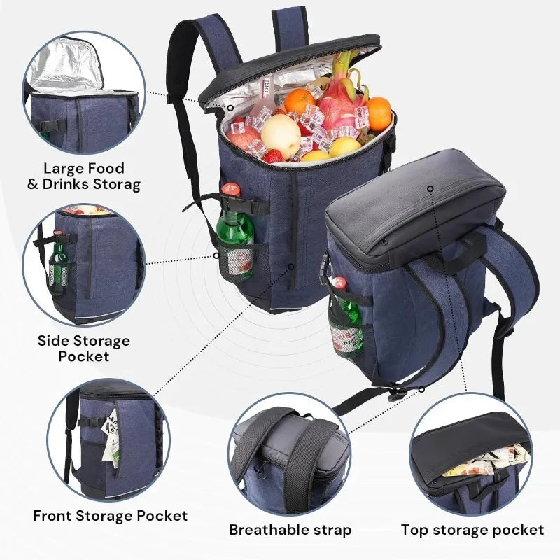Insulated Soft Cooler Bag Leakproof Portable Lightweight Camping Picnic Beach Freezer Travel Lunch Backpack