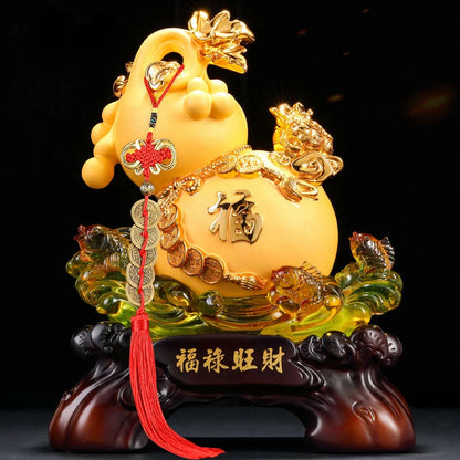 Inviting Wealth Golden Toad Gourd Ornaments Living Room Wine Cooler Entrance TV Cabinet Decor Housewarming Business Gifts