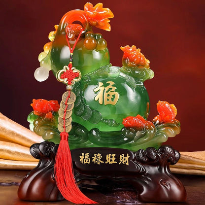 Inviting Wealth Golden Toad Gourd Ornaments Living Room Wine Cooler Entrance TV Cabinet Decor Housewarming Business Gifts