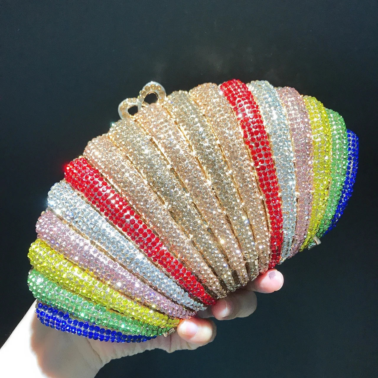 Iridescent shell jewel bag Rhinestones Clutches Formal Dinner Diamond Handbags Wedding Rhinestone Clutch Purse