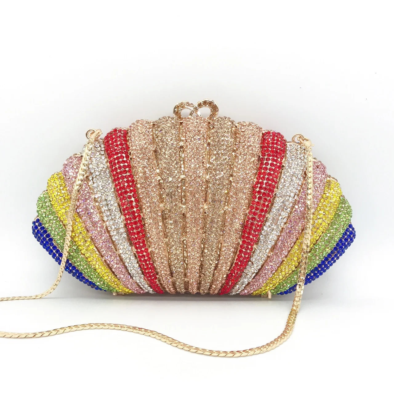 Iridescent shell jewel bag Rhinestones Clutches Formal Dinner Diamond Handbags Wedding Rhinestone Clutch Purse