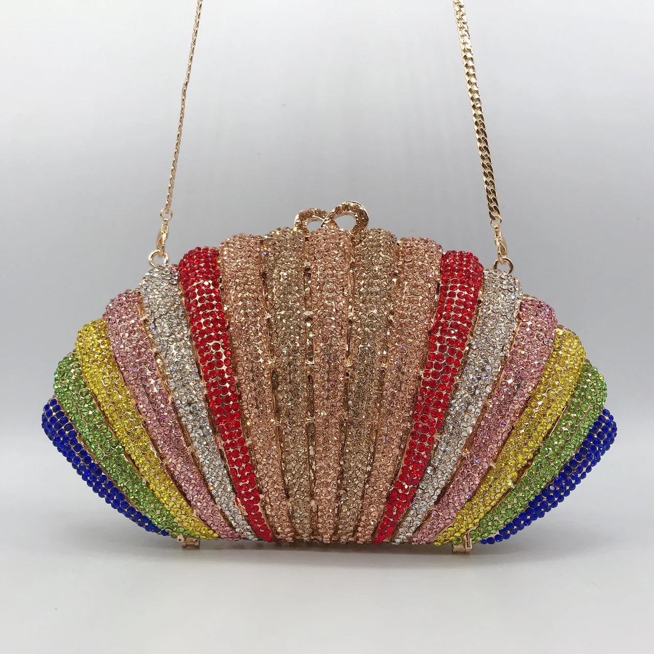 Iridescent shell jewel bag Rhinestones Clutches Formal Dinner Diamond Handbags Wedding Rhinestone Clutch Purse
