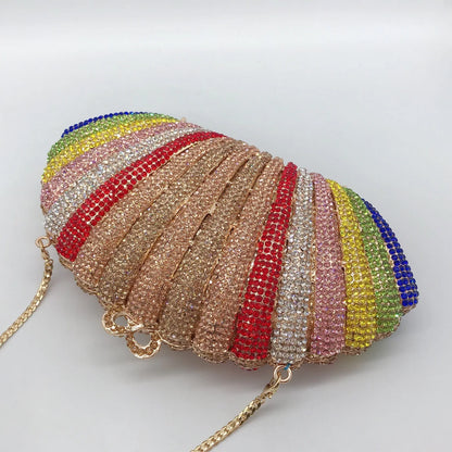 Iridescent shell jewel bag Rhinestones Clutches Formal Dinner Diamond Handbags Wedding Rhinestone Clutch Purse