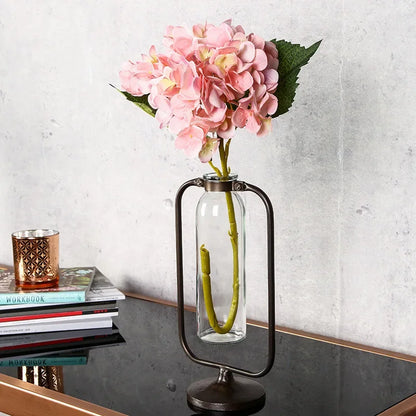 Iron Flowerpot Living Room Decoration Glass Vase Tabletop Vases Nordic Style Hydroponic Plant Home Decor Desk Vase