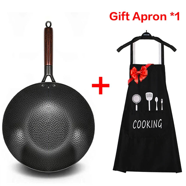 Iron Woks Chinese Traditional Stir Fry Pans Handmade Iron Pot Non-Stick Pan Cast Iron Pot Suitable for induction and Gas