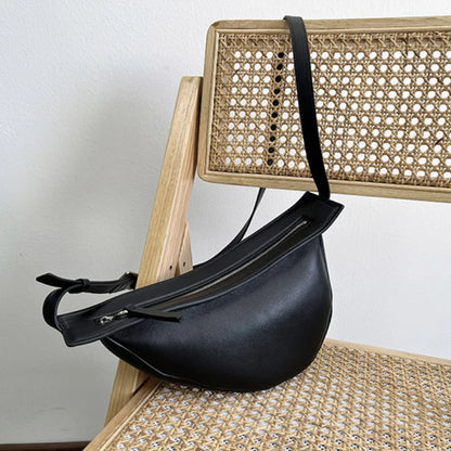 Irregular Half Moon Crossbody Shoulder Bag Large Capacity Genuine Leather Zipper Hobos Handbags Female All-match Casual Bolsas