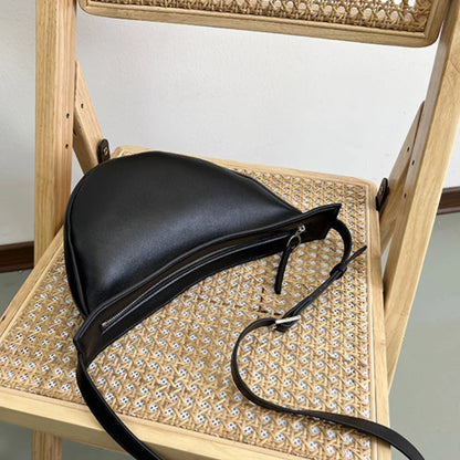 Irregular Half Moon Crossbody Shoulder Bag Large Capacity Genuine Leather Zipper Hobos Handbags Female All-match Casual Bolsas