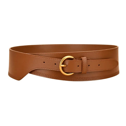 Irregular Retro Women's Leather Decorated Sweater Windbreaker Skirt Wide Designer Belts Women High Quality