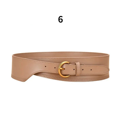Irregular Retro Women's Leather Decorated Sweater Windbreaker Skirt Wide Designer Belts Women High Quality