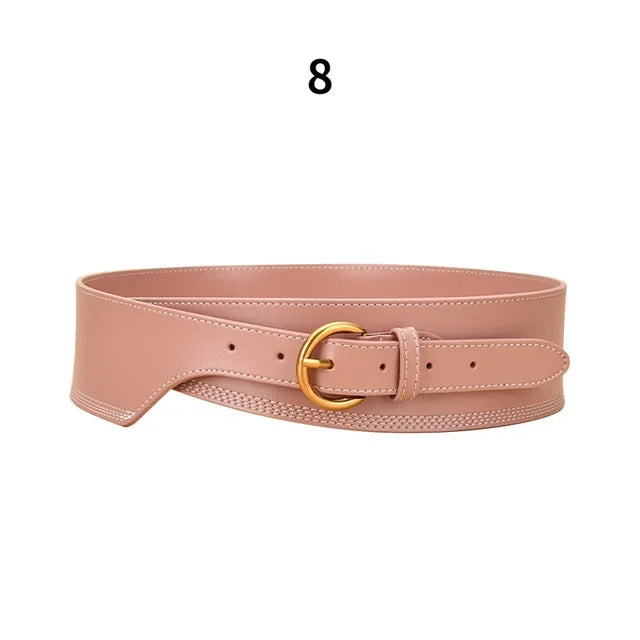 Irregular Retro Women's Leather Decorated Sweater Windbreaker Skirt Wide Designer Belts Women High Quality