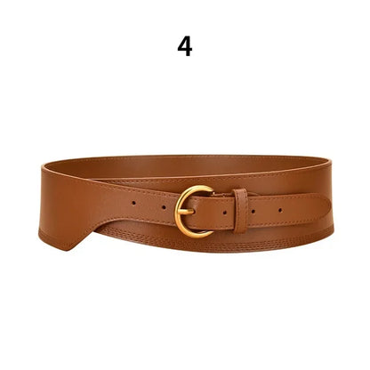 Irregular Retro Women's Leather Decorated Sweater Windbreaker Skirt Wide Designer Belts Women High Quality