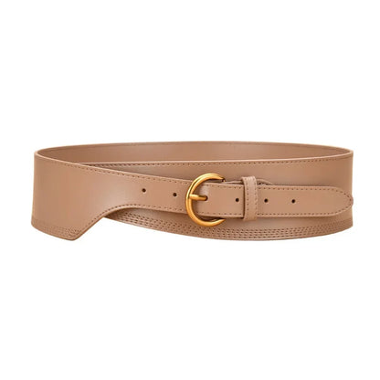 Irregular Retro Women's Leather Decorated Sweater Windbreaker Skirt Wide Designer Belts Women High Quality