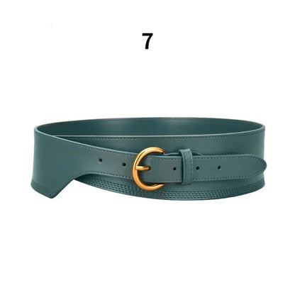 Irregular Retro Women's Leather Decorated Sweater Windbreaker Skirt Wide Designer Belts Women High Quality
