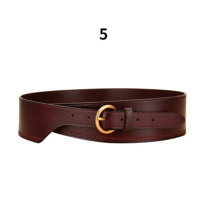 Irregular Retro Women's Leather Decorated Sweater Windbreaker Skirt Wide Designer Belts Women High Quality