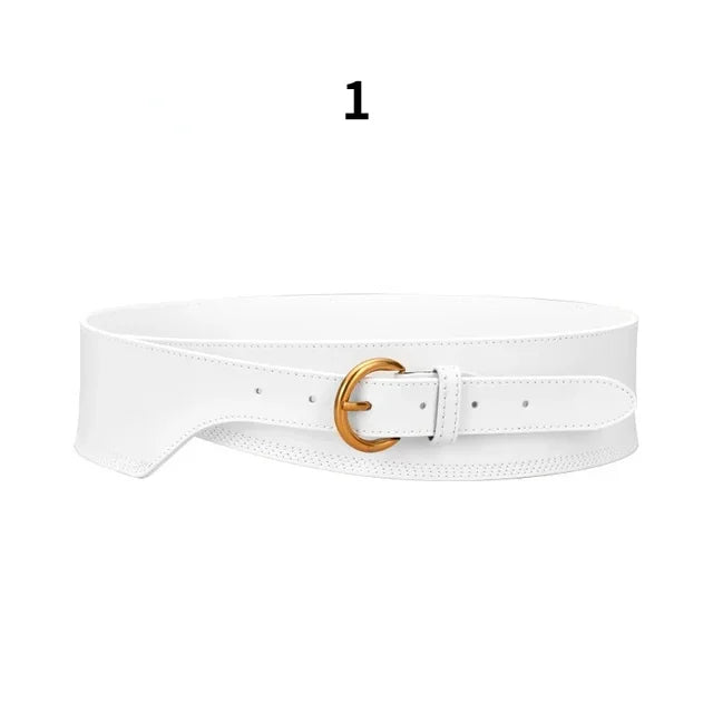 Irregular Retro Women's Leather Decorated Sweater Windbreaker Skirt Wide Designer Belts Women High Quality