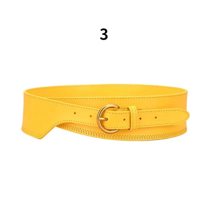 Irregular Retro Women's Leather Decorated Sweater Windbreaker Skirt Wide Designer Belts Women High Quality
