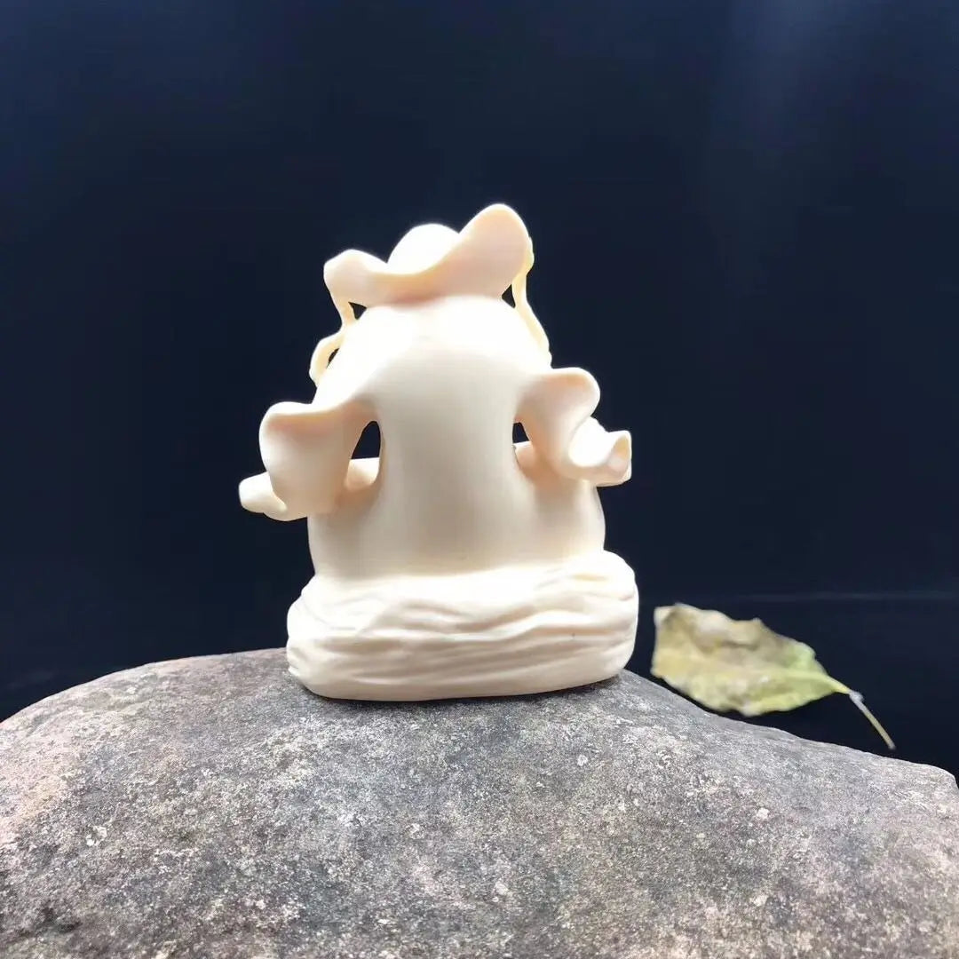 Ivory fruit long eyebrow arhat wood carving handicraft decoration handlebar piece of sculpture play with the Venerable Adhado